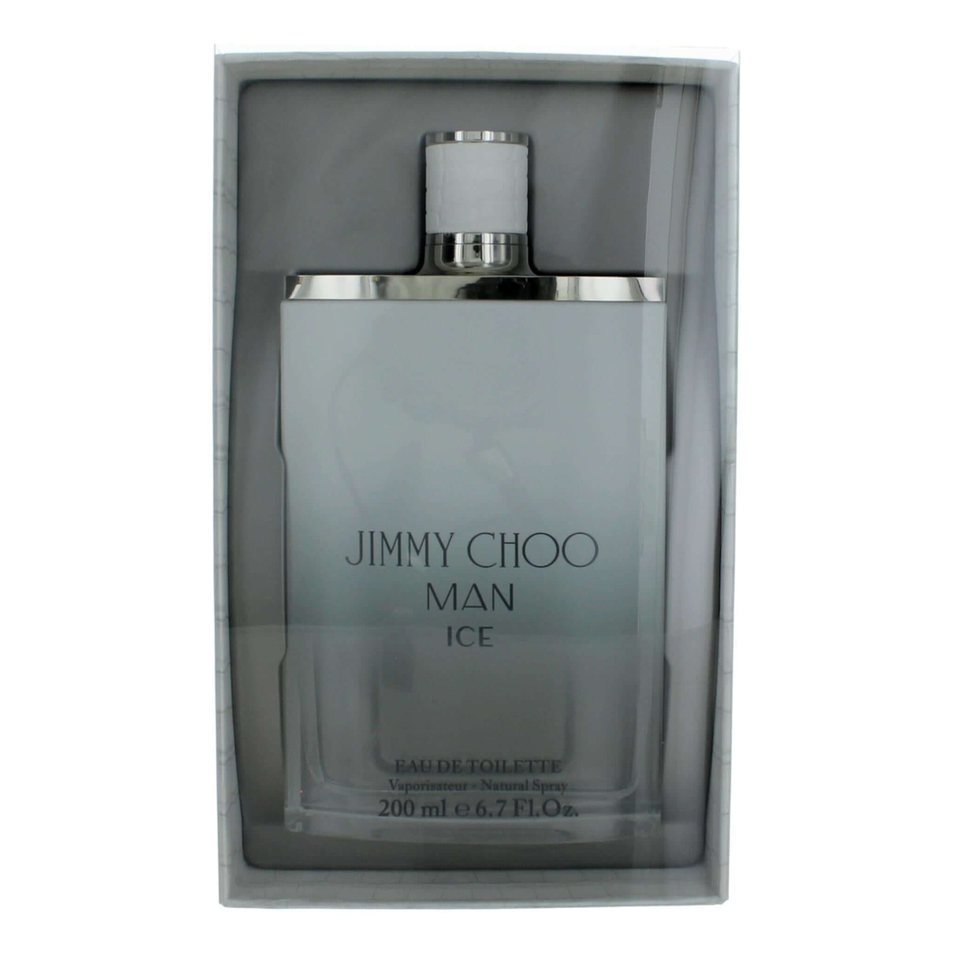 Jimmy Choo Man Ice EDT spray bottle with silver cap, boxed