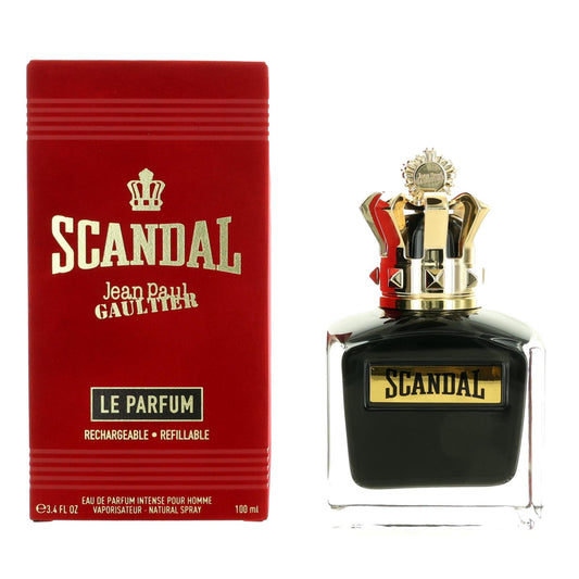Men's intense perfume spray bottle with red Scandal Le Parfum box, rechargeable