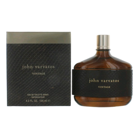 John Varvatos Vintage men's EDT spray, amber glass bottle with gold cap and box
