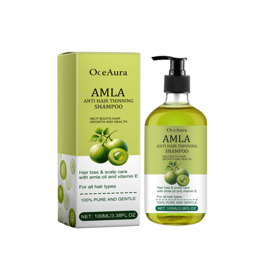 OceAura Amla Anti Hair Thinning Shampoo with packaging on a white background