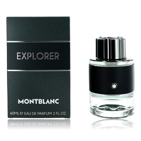 Mont Blanc Explorer men's eau de parfum spray bottle with dark green box and silver cap