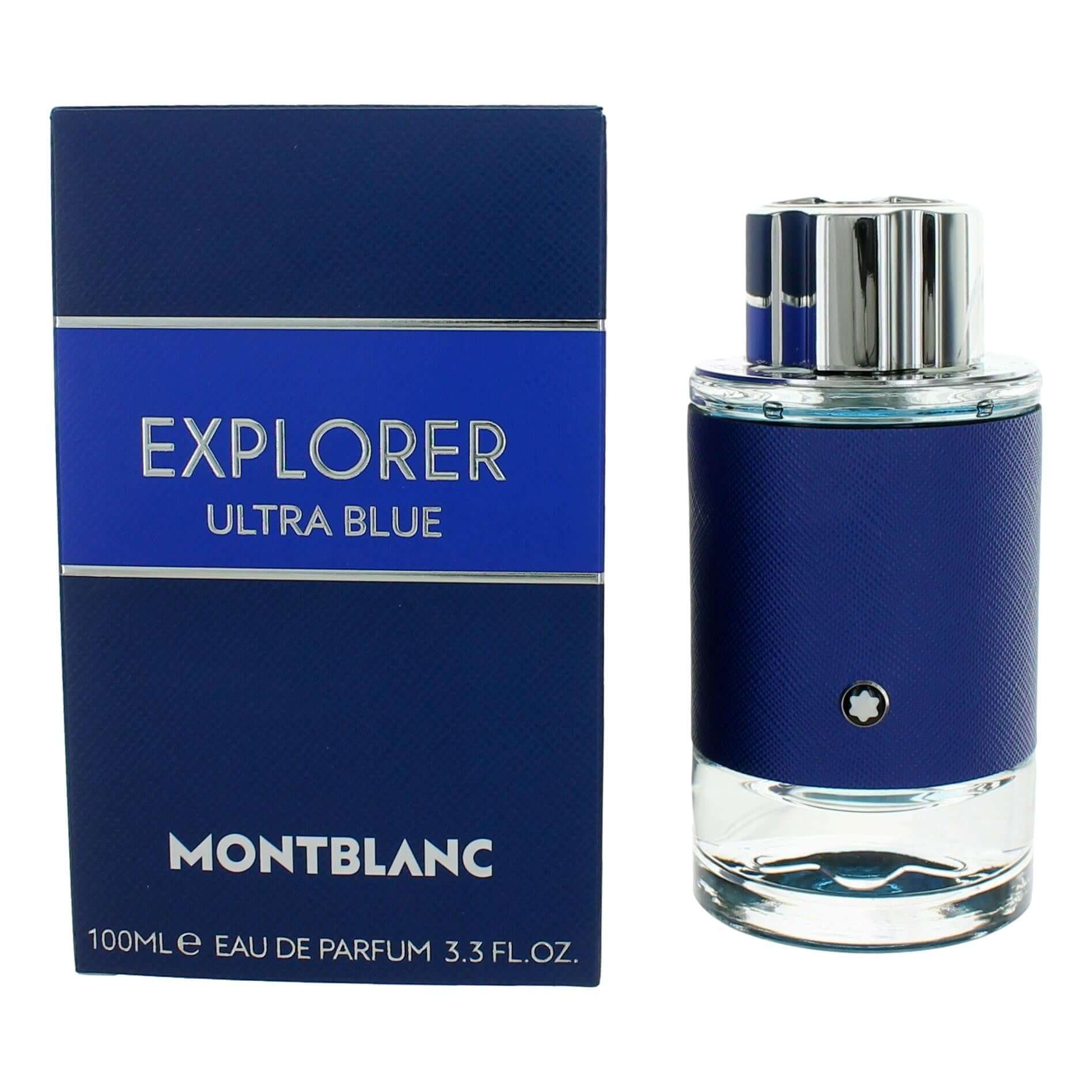 Mont Blanc Explorer Ultra Blue men's eau de parfum spray, blue bottle with box