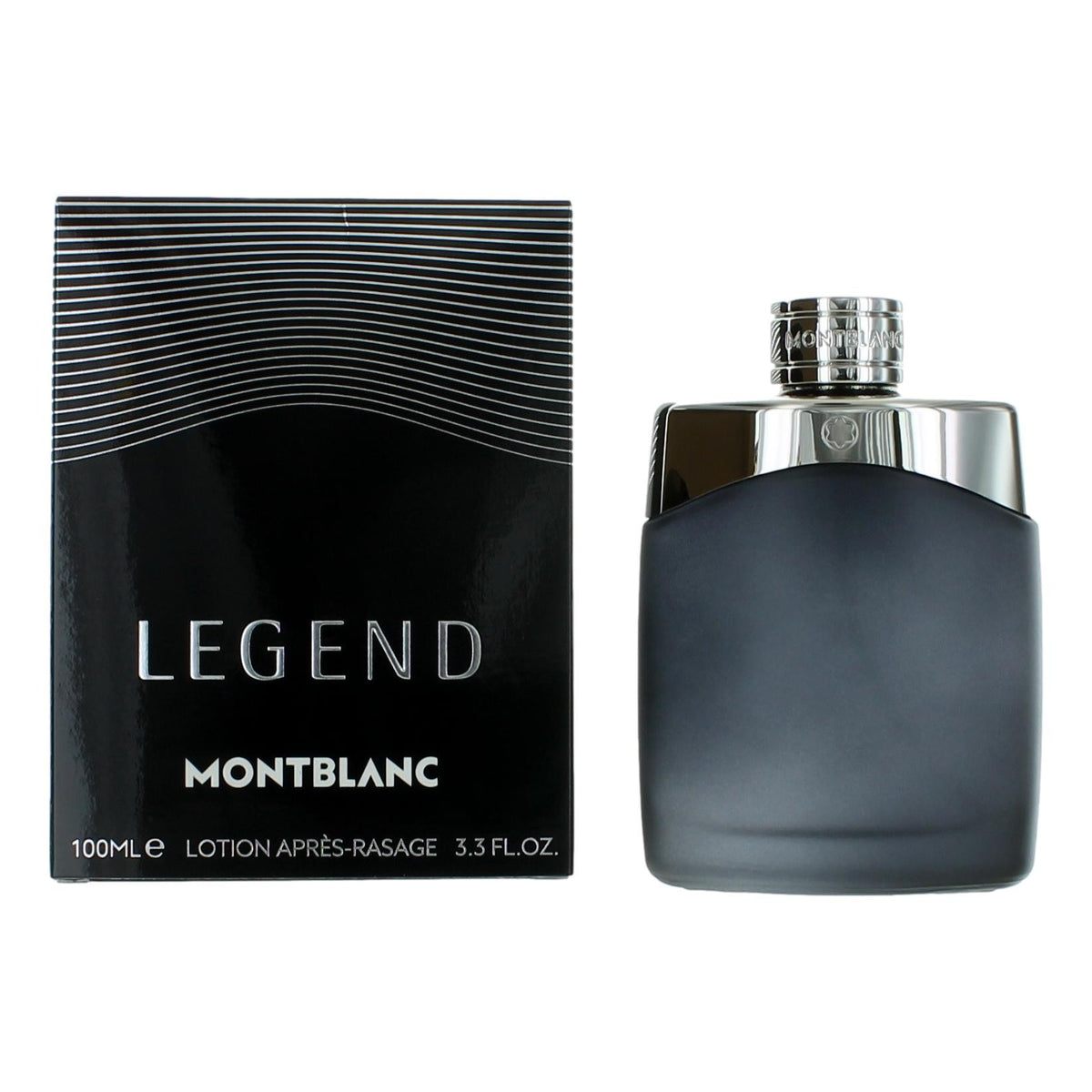 Men's after shave lotion bottle, dark gray glass and chrome cap, Legend by Mont Blanc