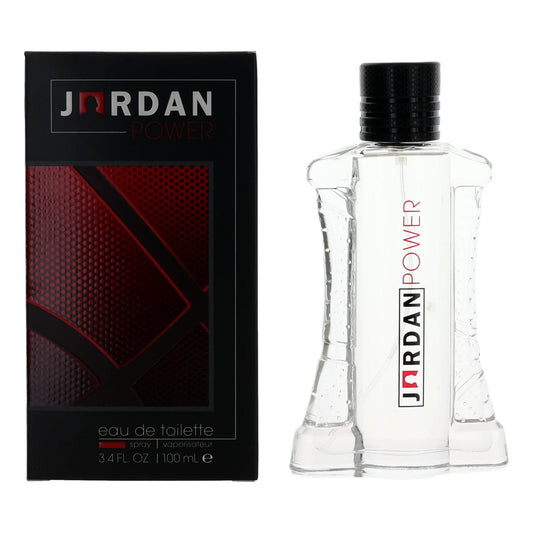 Men's Jordan Power EDT spray: clear bottle with black cap and JORDAN POWER label.