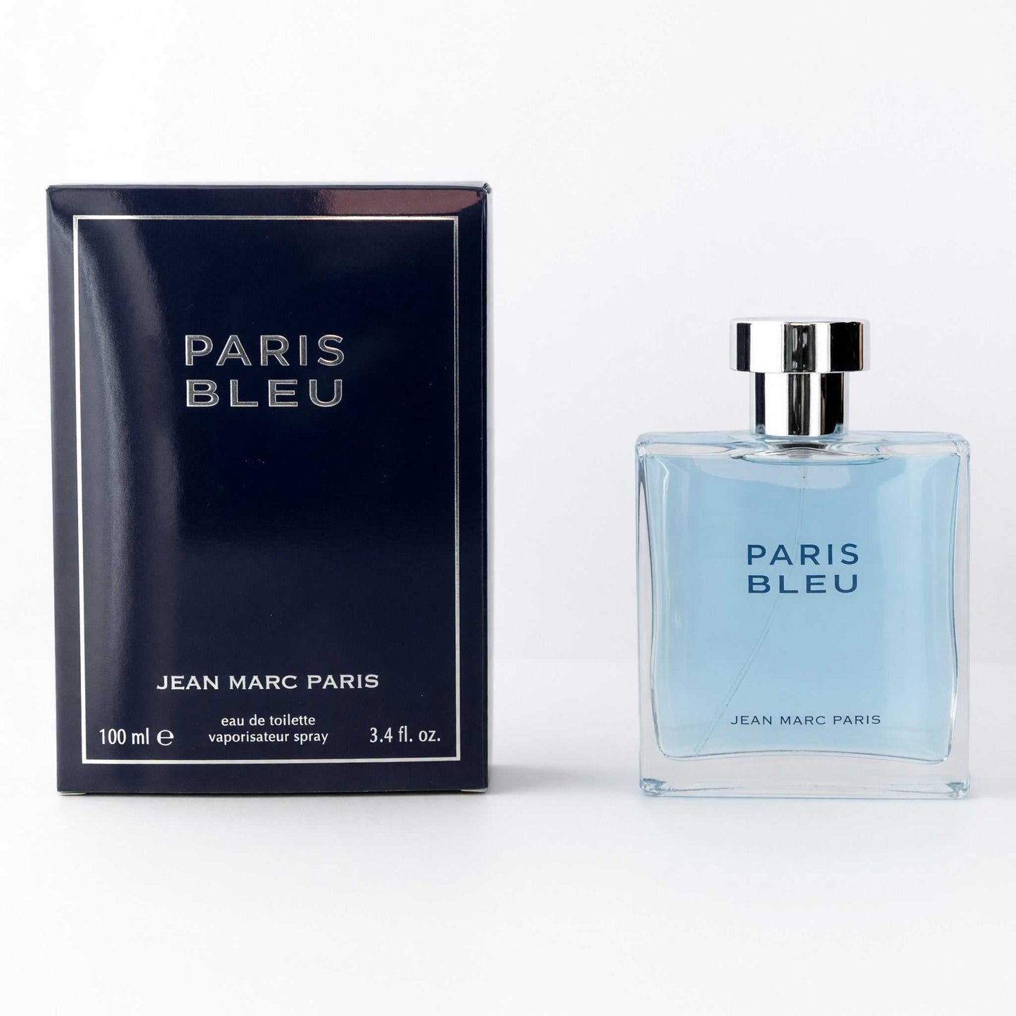 Men's Paris Bleu Eau de Toilette spray, glass bottle with chrome cap and box, 3.4 fl oz