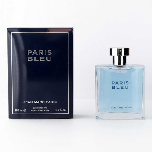 Men's Paris Bleu Eau de Toilette spray, glass bottle with chrome cap and box, 3.4 fl oz