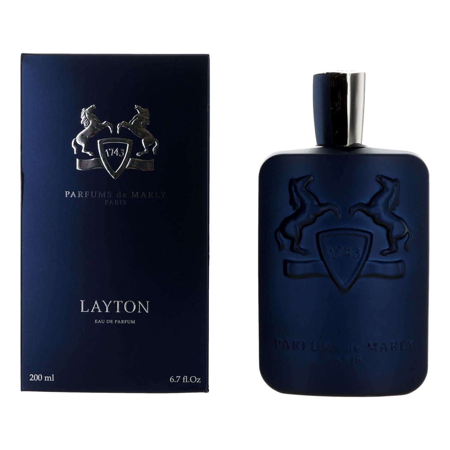 Parfums de Marly Layton by Parfums de Marly, 6.7 oz EDP Spray for Men in a blue bottle with a matching box.