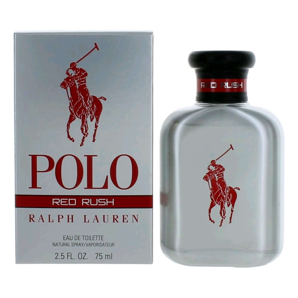 Men’s Polo Red Rush EDT spray bottle, 2.5 fl oz, with red polo logo