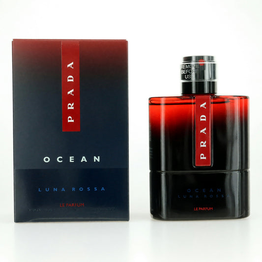 Prada Luna Rossa Ocean parfum spray bottle with red liquid and black cap