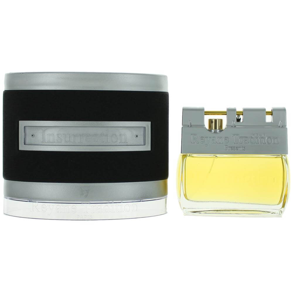 Men’s EDT spray bottles: black-and-silver labels with one showing yellow liquid.