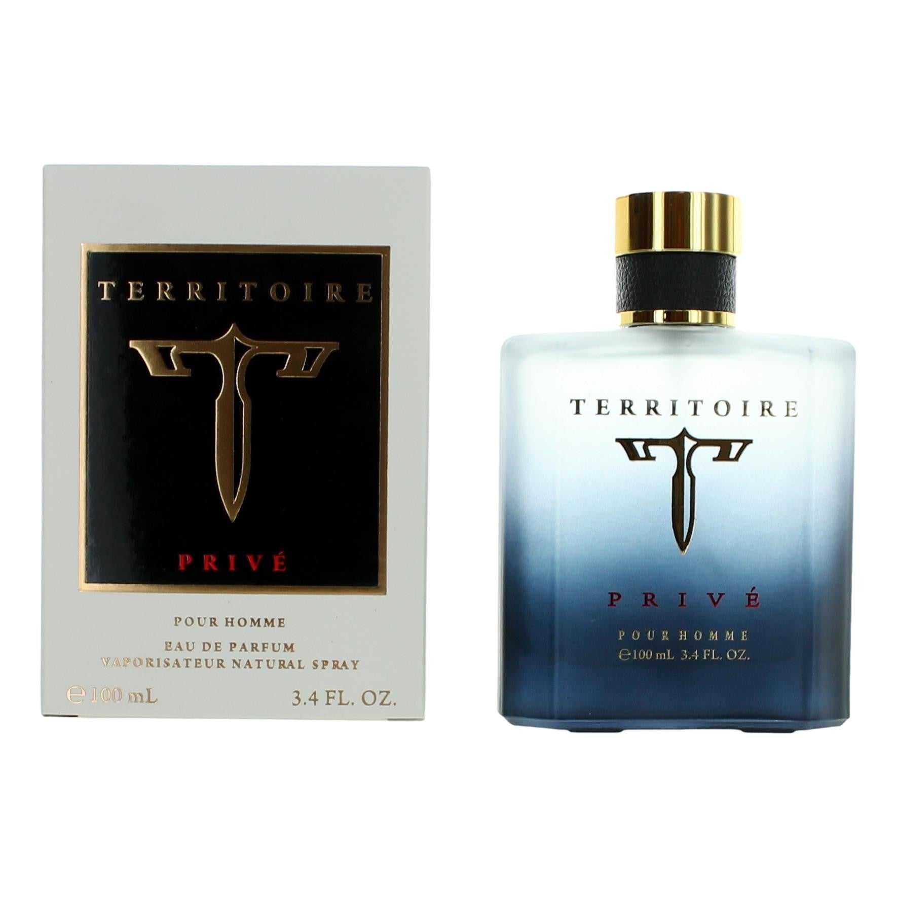 Territoire Privé men's eau de parfum spray, box and blue gradient bottle