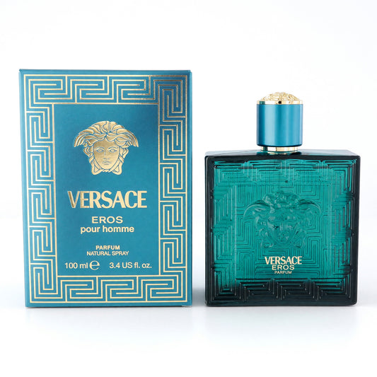 Versace Eros men eau de parfum spray with turquoise glass bottle and box