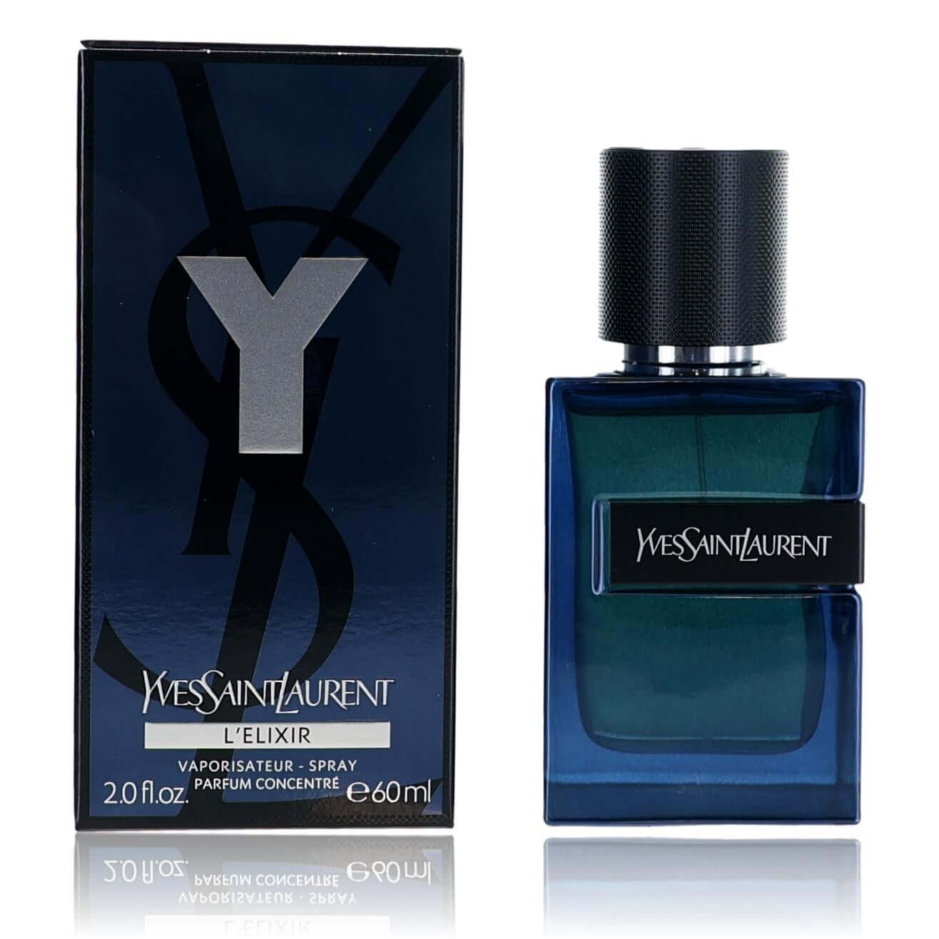 Yves Saint Laurent L’Elixir men’s parfum concentrate spray bottle, dark blue glass