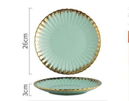 Nordic Creative Ceramic Chrysanthemum Plate Light Luxury Dinner Plate Household Tableware Set Plate