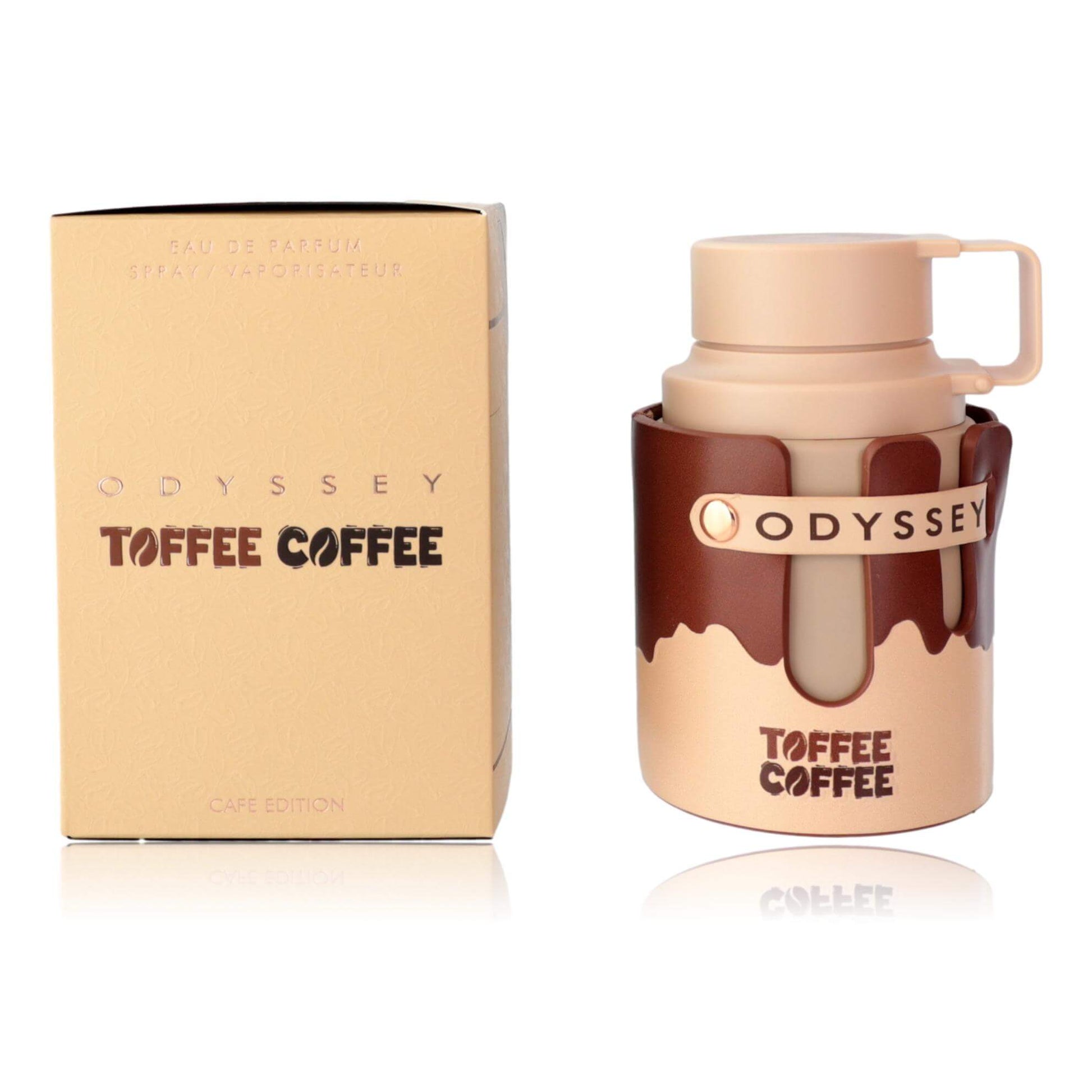 Odyssey Toffee Coffee by Armaf, 3.4 oz EDP Spray for Unisex in unique packaging.