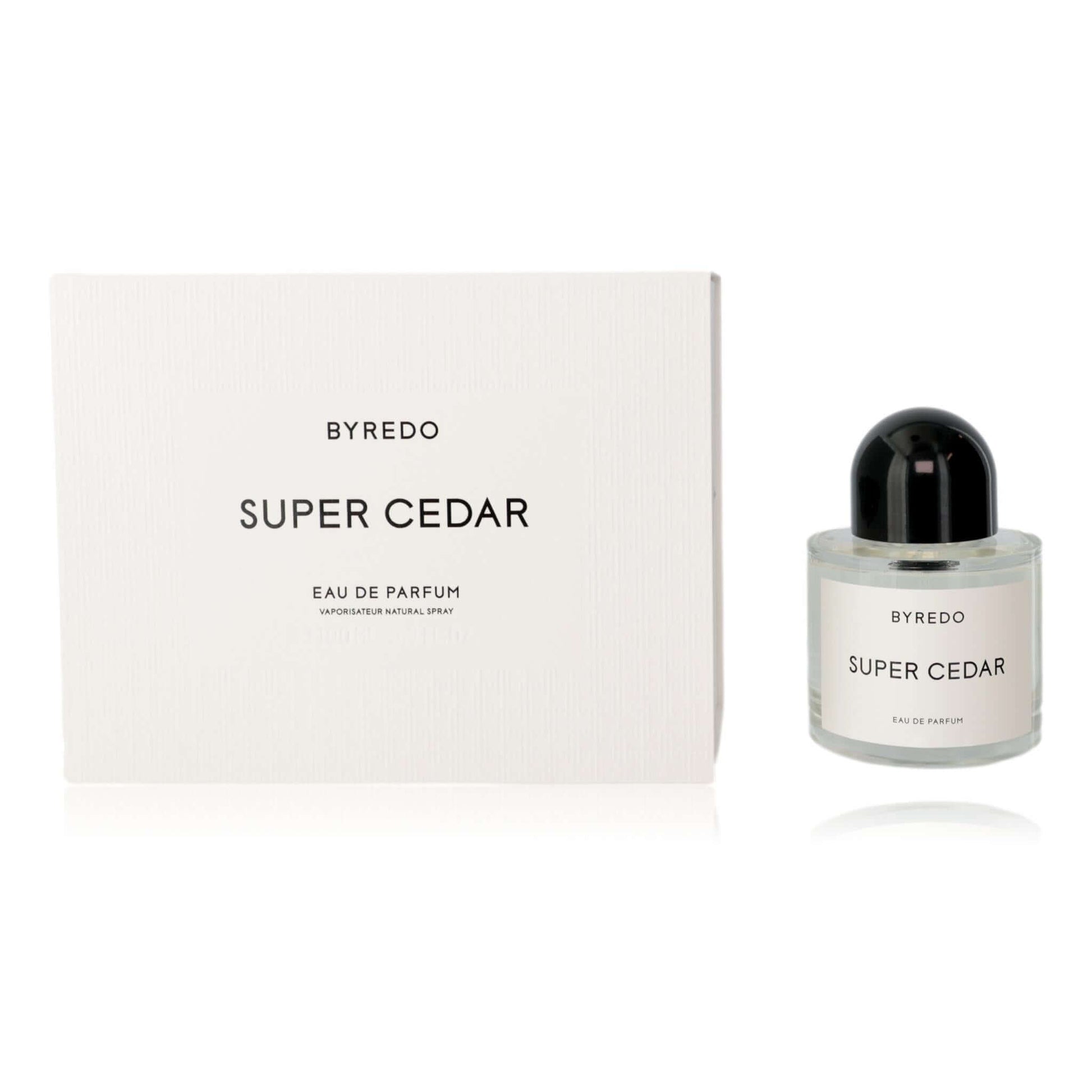 BYREDO Super Cedar eau de parfum bottle with matching gift box