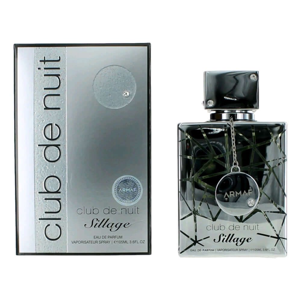 Eau de Parfum perfume bottle with box, dark green glass, Armaf label