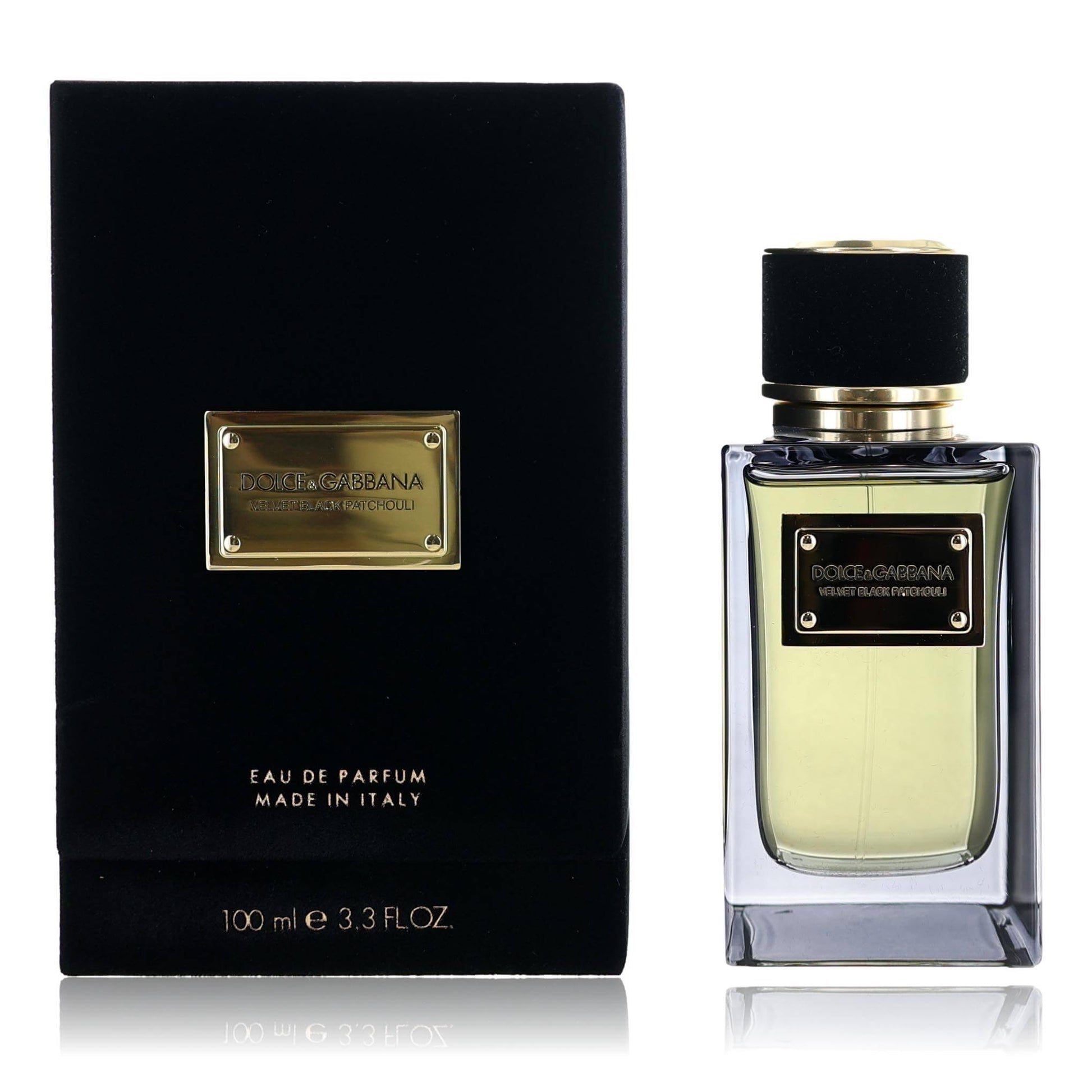 Dolce & Gabbana Velvet Black eau de parfum spray bottle with gold cap and label
