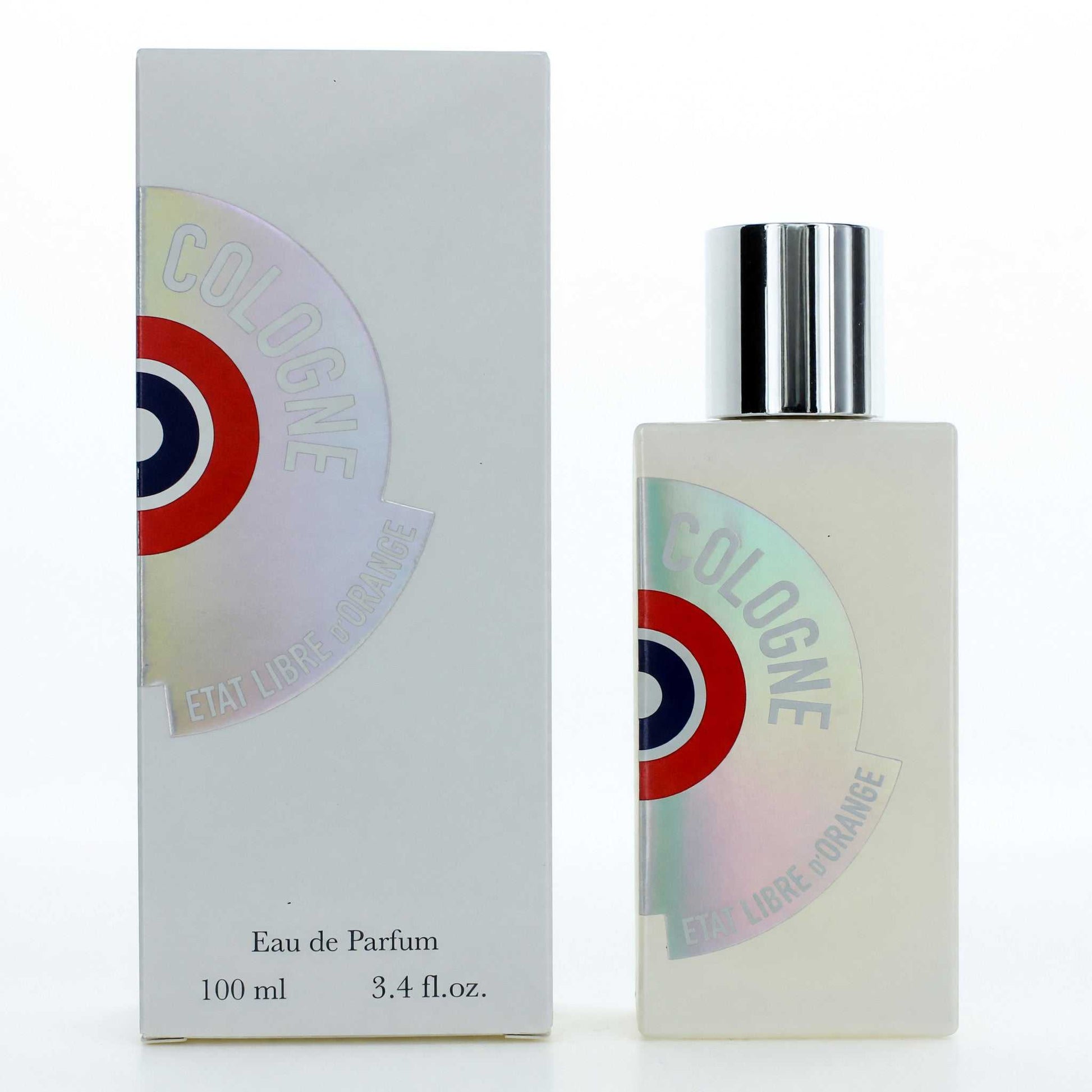 Unisex eau de parfum spray bottle with silver cap and matching product box