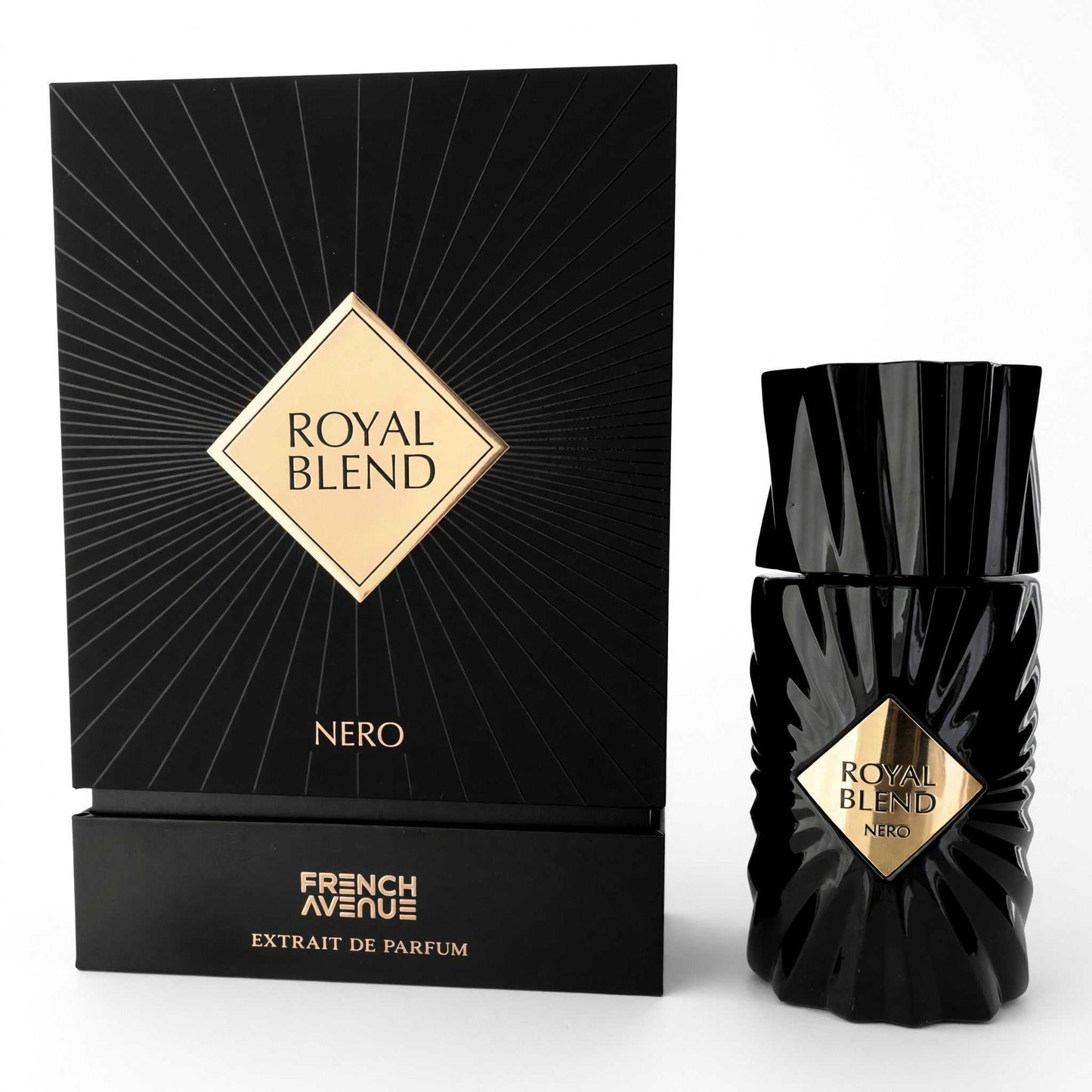 Royal Blend Nero EDP spray bottle with black presentation box