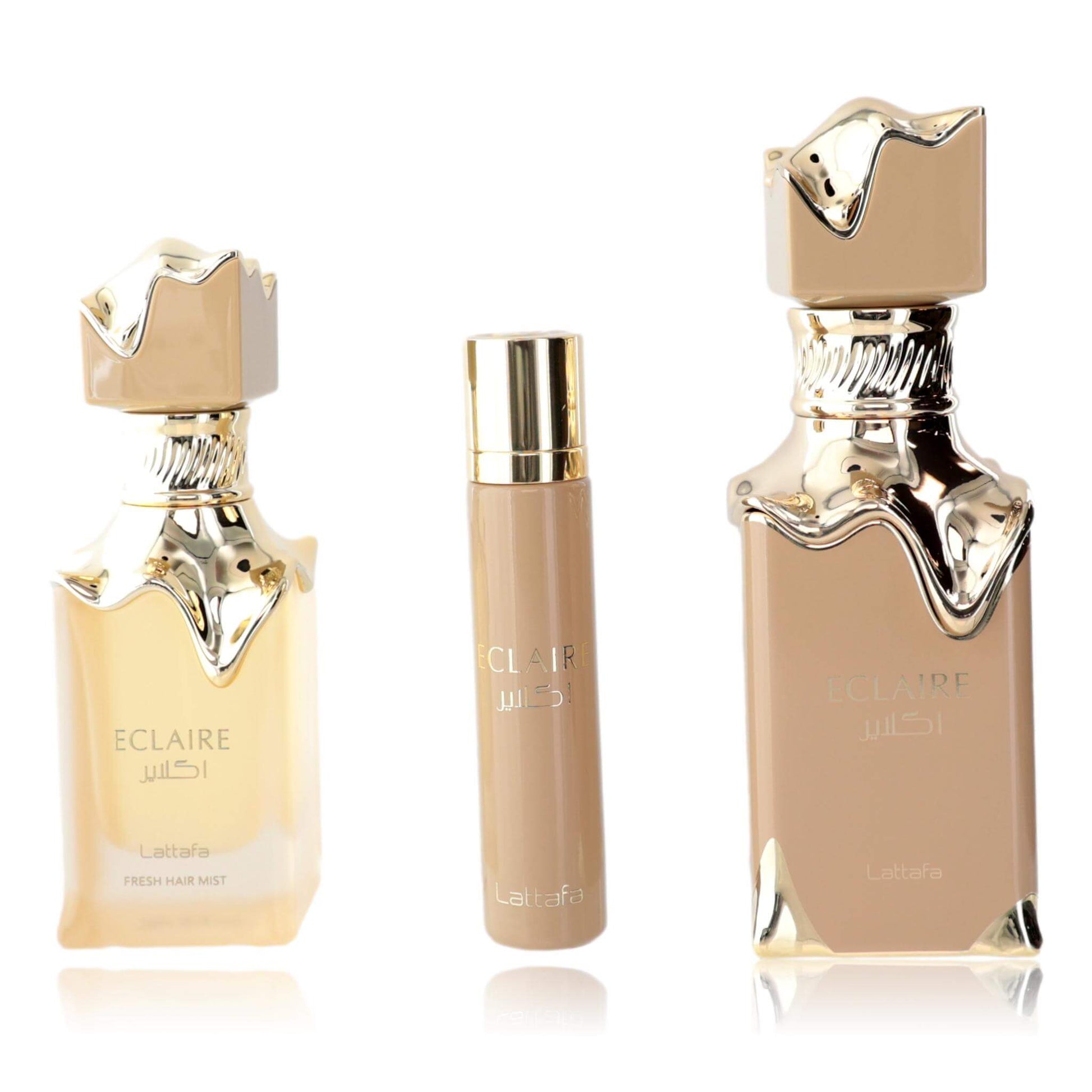 Eclaire by Lattafa, 3 Piece Gift set for Unisex featuring EDP spray, travel spray, and Hair Mist.
