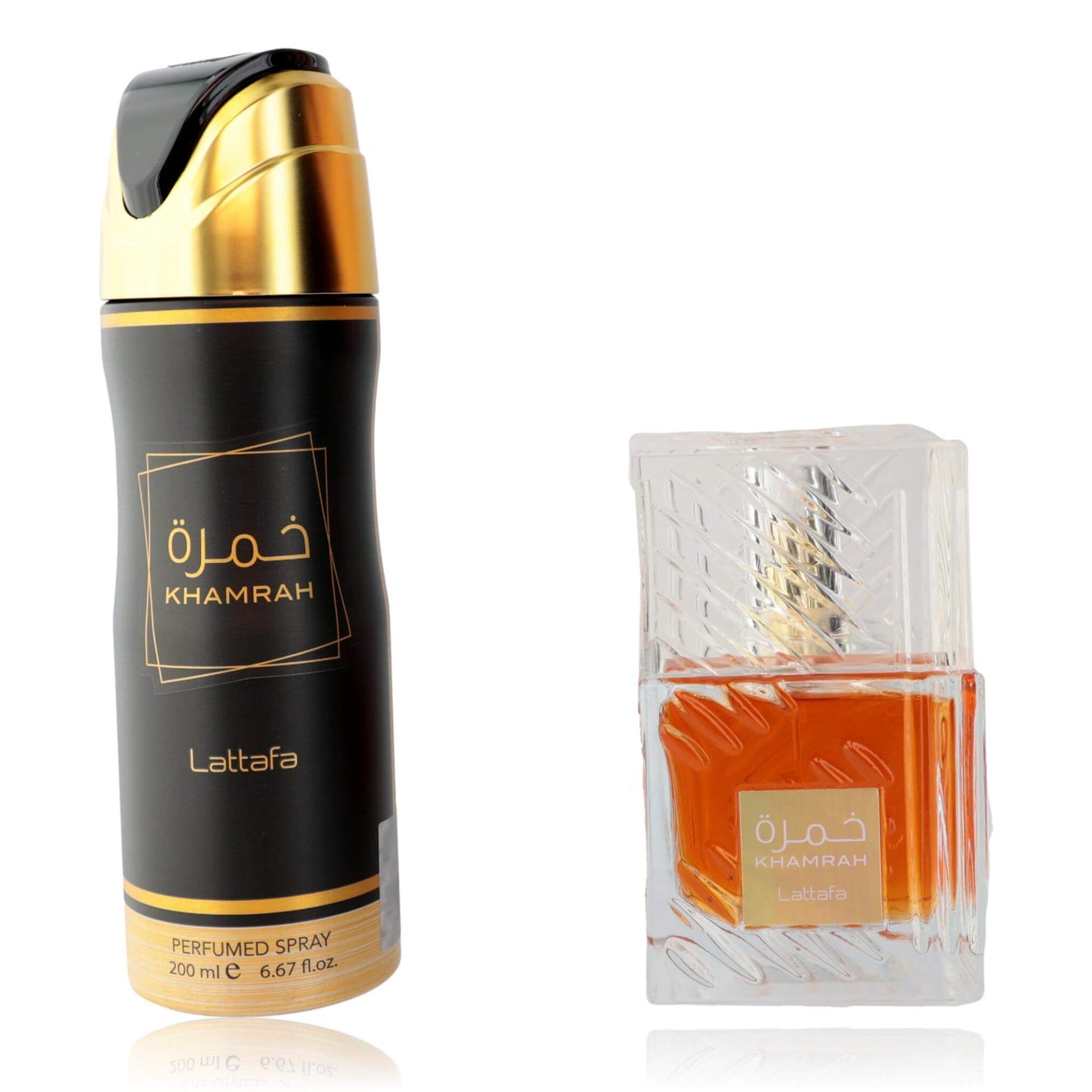 Khamrah by Lattafa, 2 Piece Gift Set for Unisex with Edp spray and Body Spray.