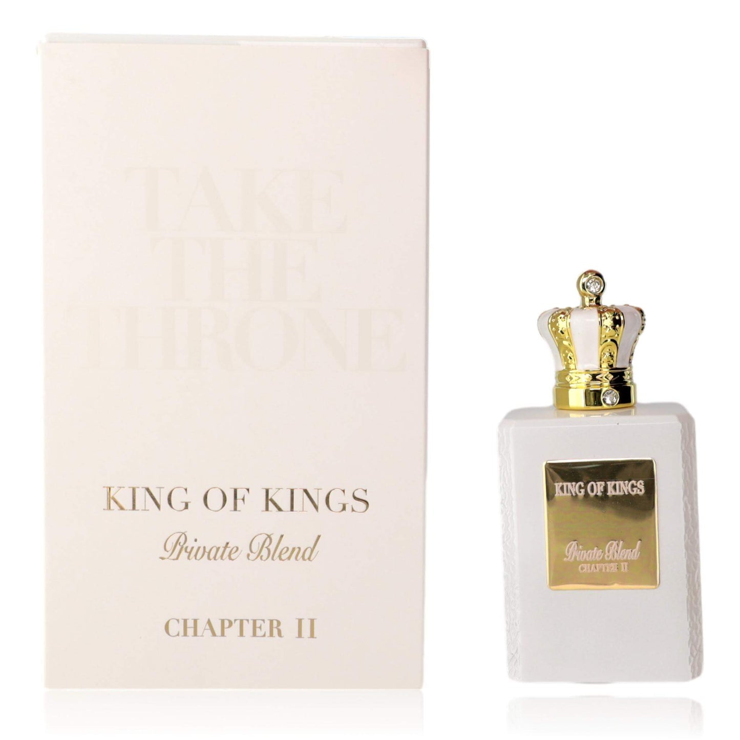 King of Kings Chapter II parfum spray bottle with crown cap and matching box