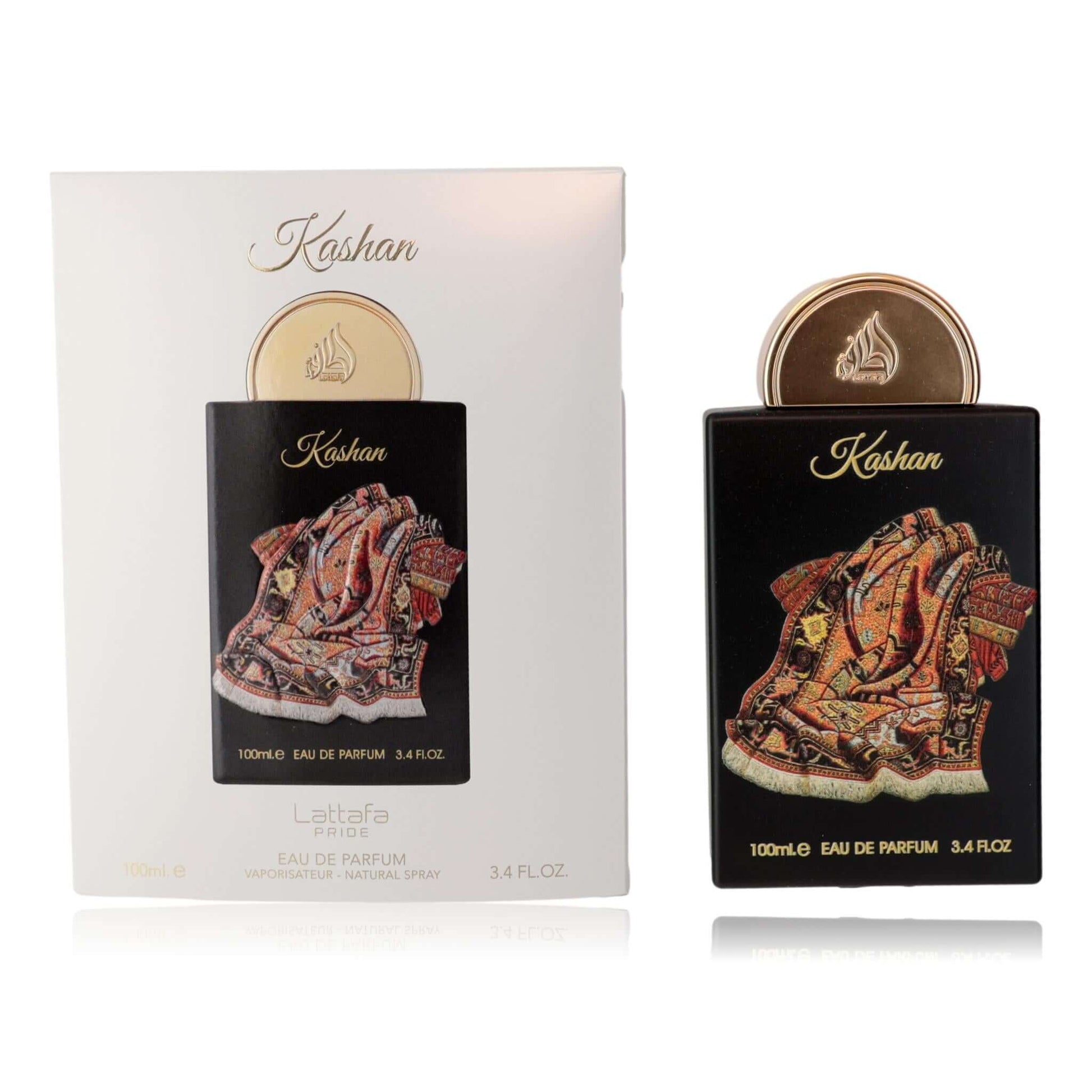 Unisex EDP spray fragrance bottle with matching Kashan gift box, 3.4 oz.