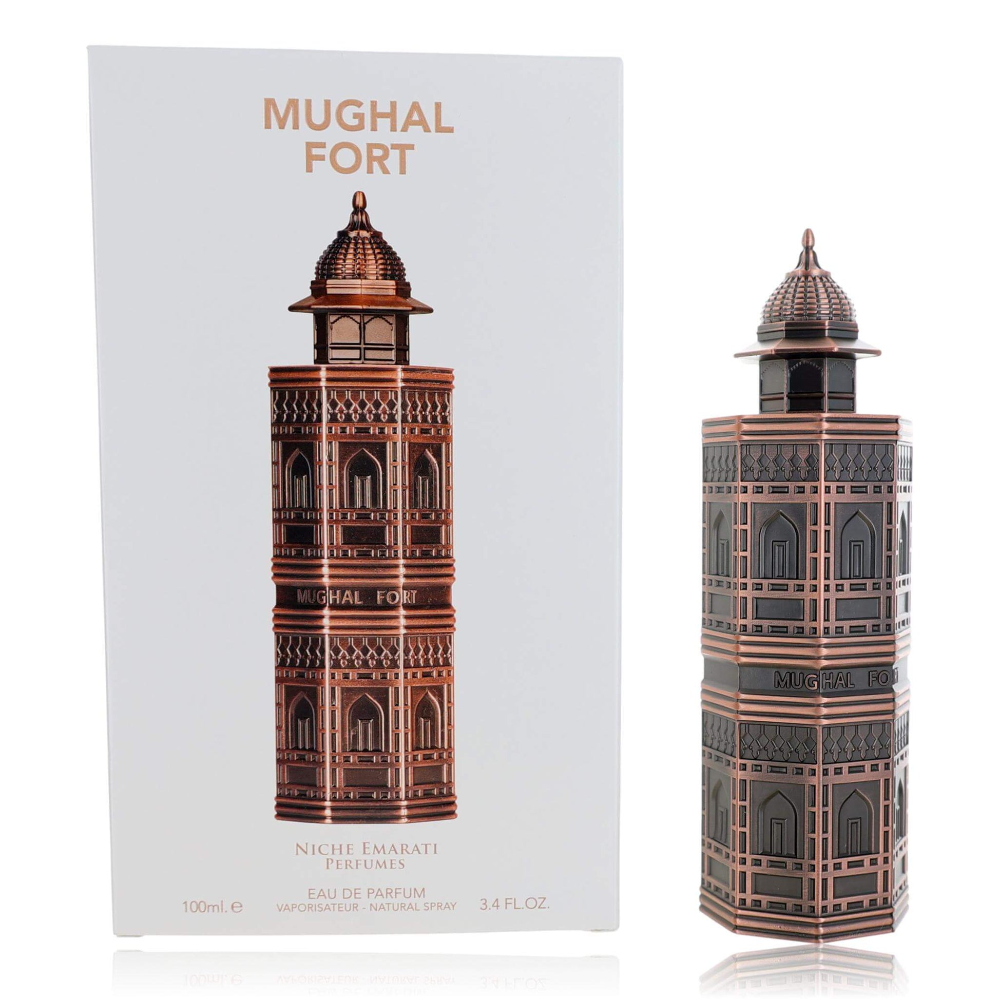 Ornate tower perfume EDP spray bottle with matching box