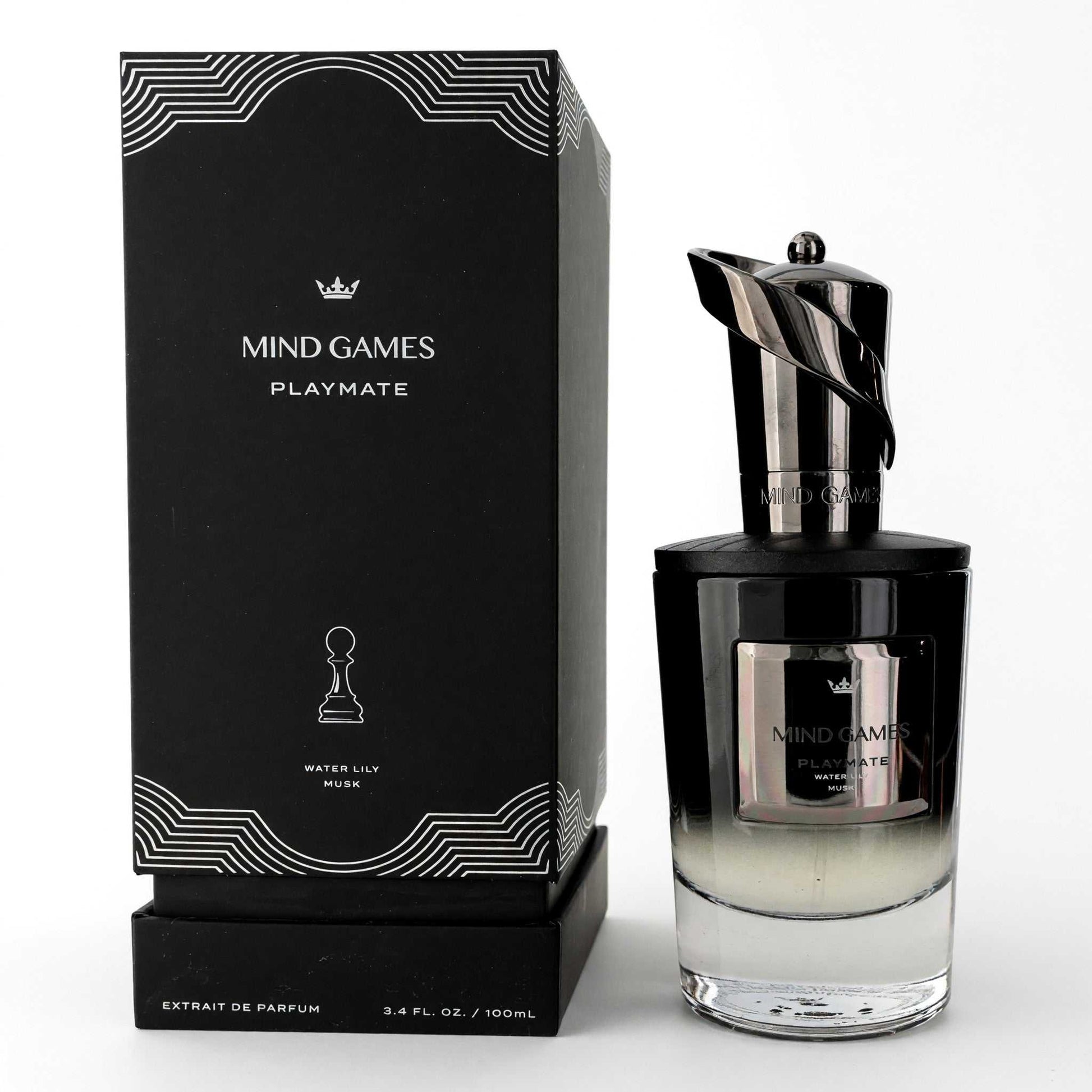 Mind Games Playmate unisex extrait de parfum spray bottle with black cap and box