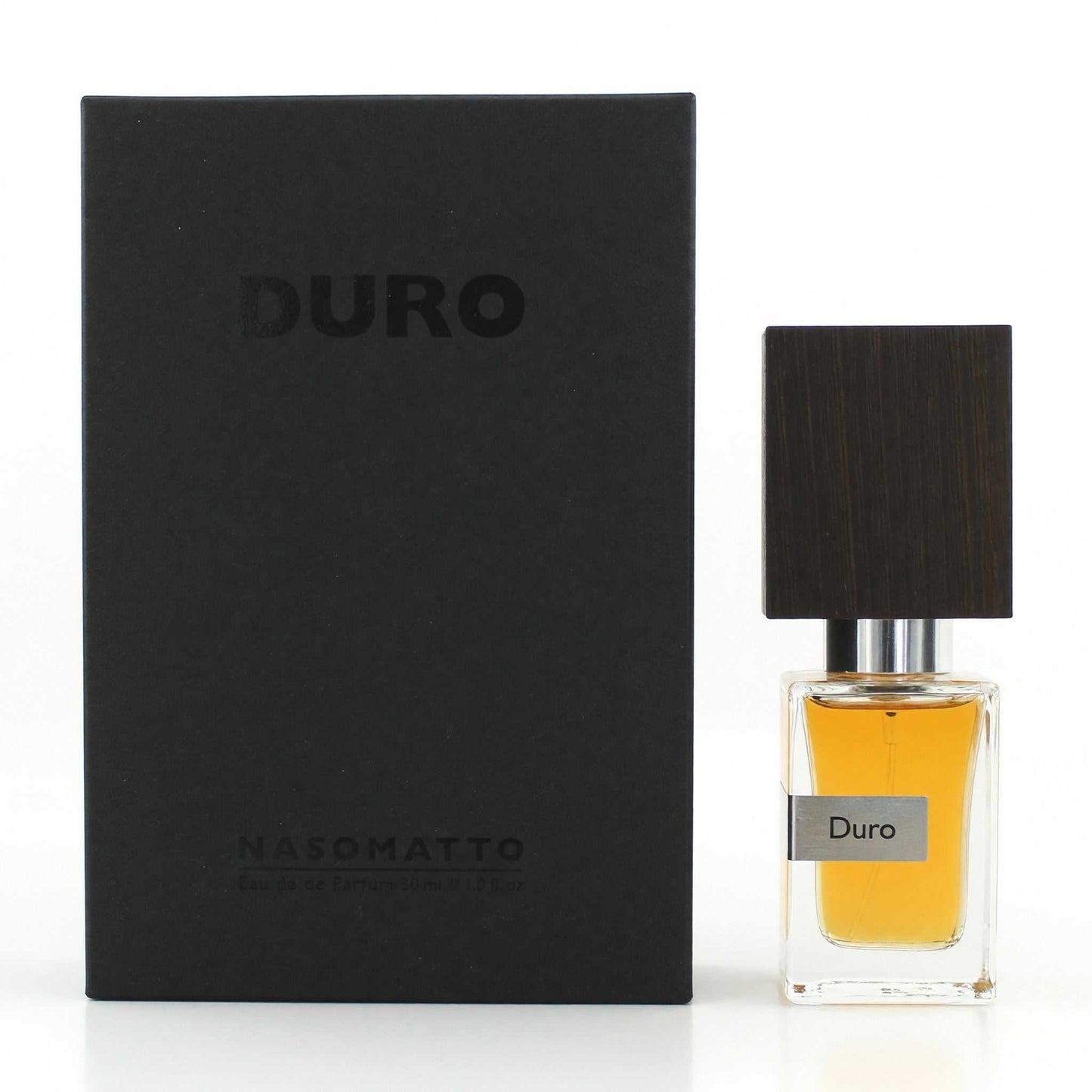 Duro by Nasomatto Extrait de Parfum spray with dark box and amber glass bottle
