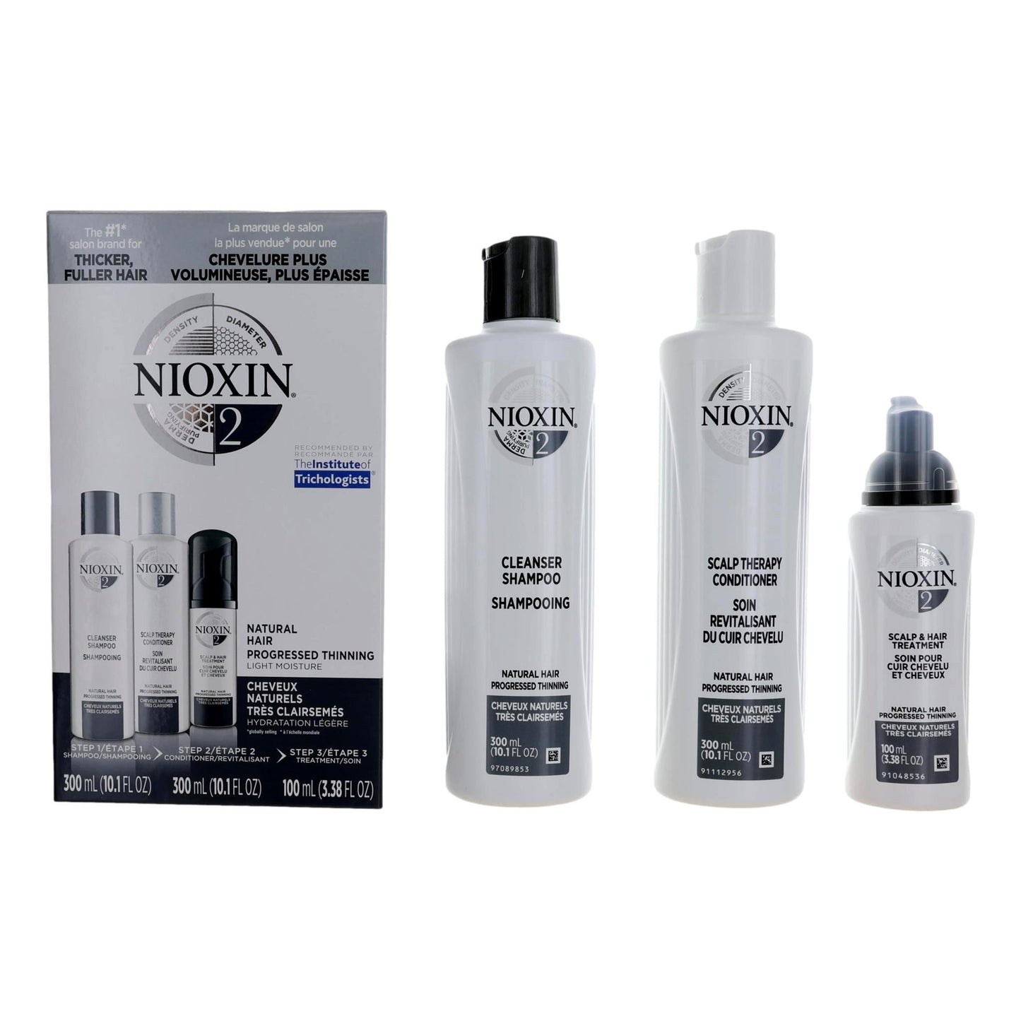 Nioxin 3D Care System hair thinning light moisture kit with four bottles