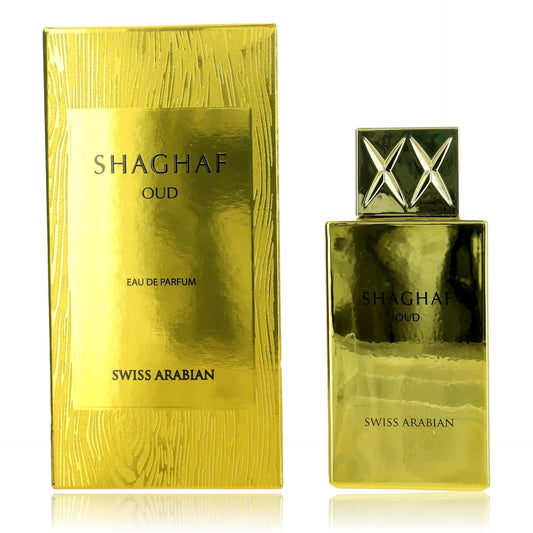 Shaghaf Oud Eau de Parfum spray bottle with gold box, Swiss Arabian