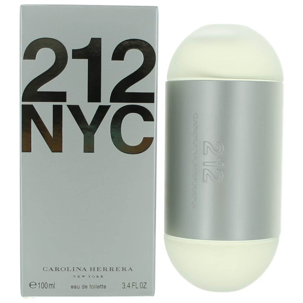 Carolina Herrera 212 EDT spray, light gray and white bottle with box, 3.4 fl oz
