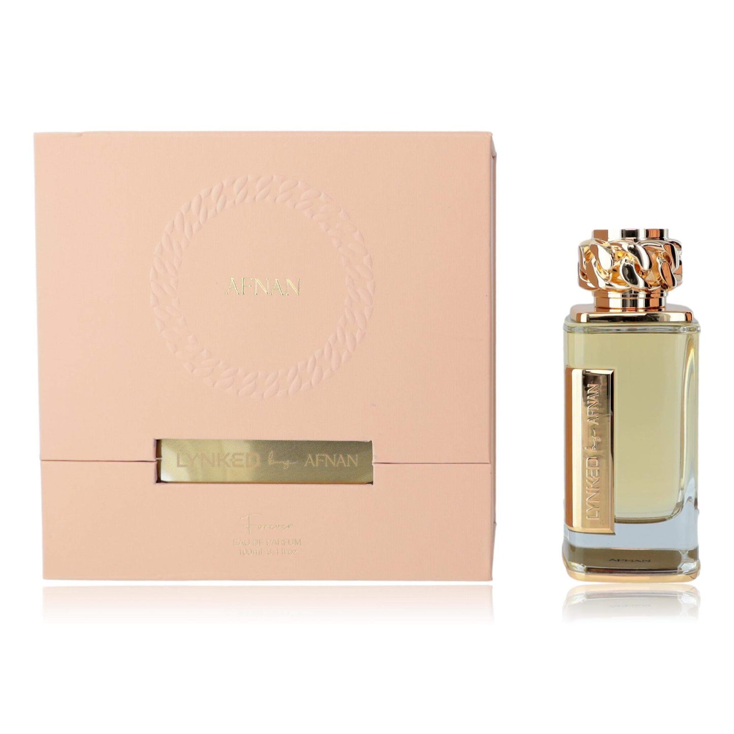 Lynked Forever by Afnan, 3.4 oz EDP spray for Women in a stylish bottle and elegant packaging.