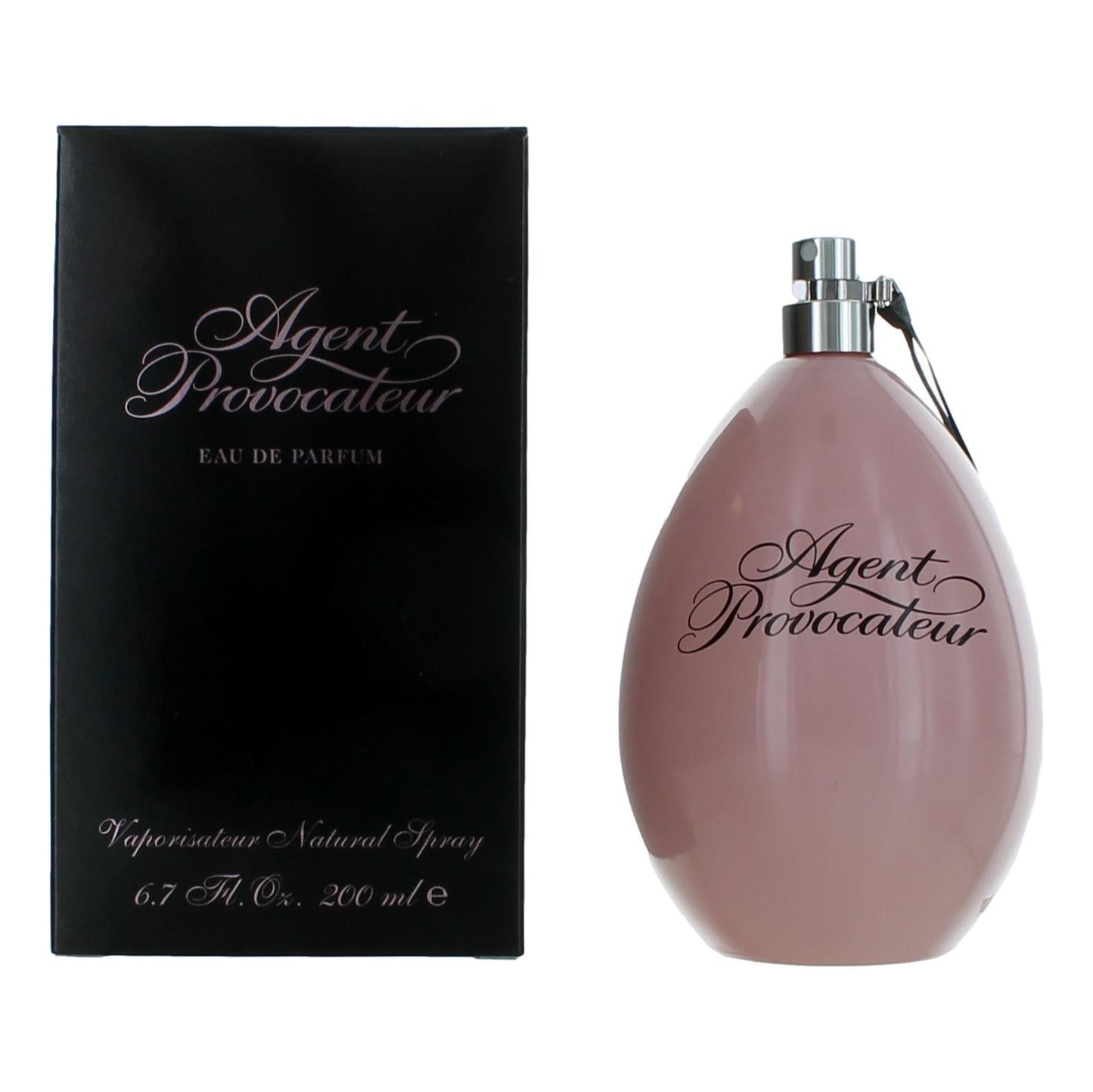 Agent Provocateur eau de parfum spray, pink bottle with silver pump, black box