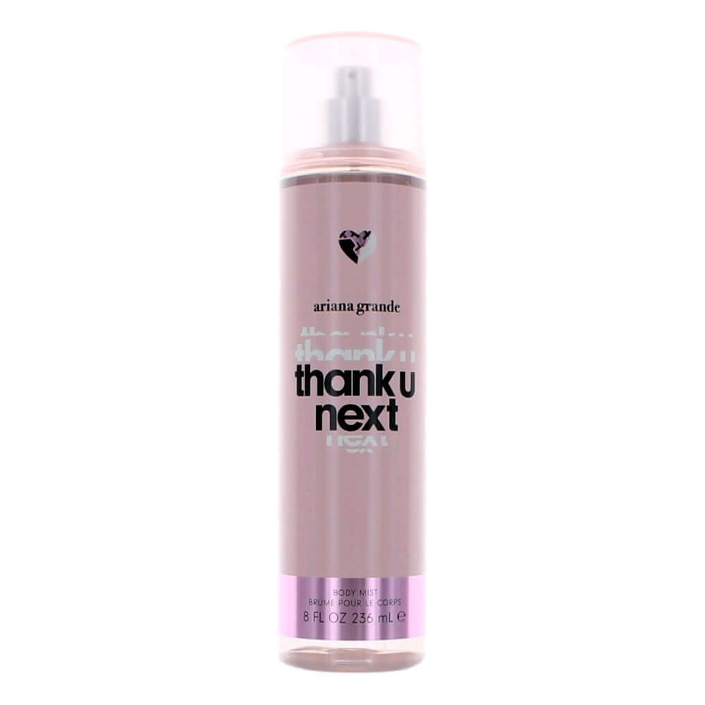 Ariana Grande Thank U Next body mist bottle, pink spray bottle with cap