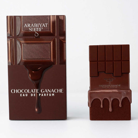 Chocolate ganache eau de parfum spray bottle with drip design and matching box