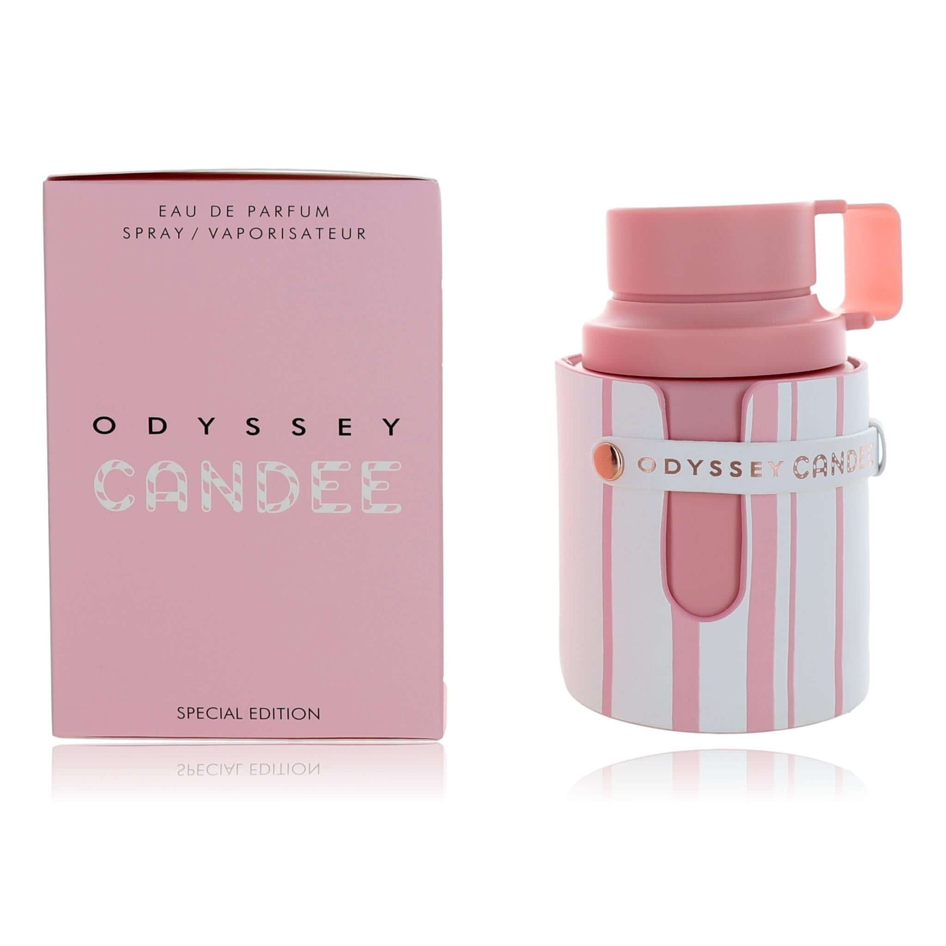 Women's EDP spray bottle and box, pink, with sprayer cap