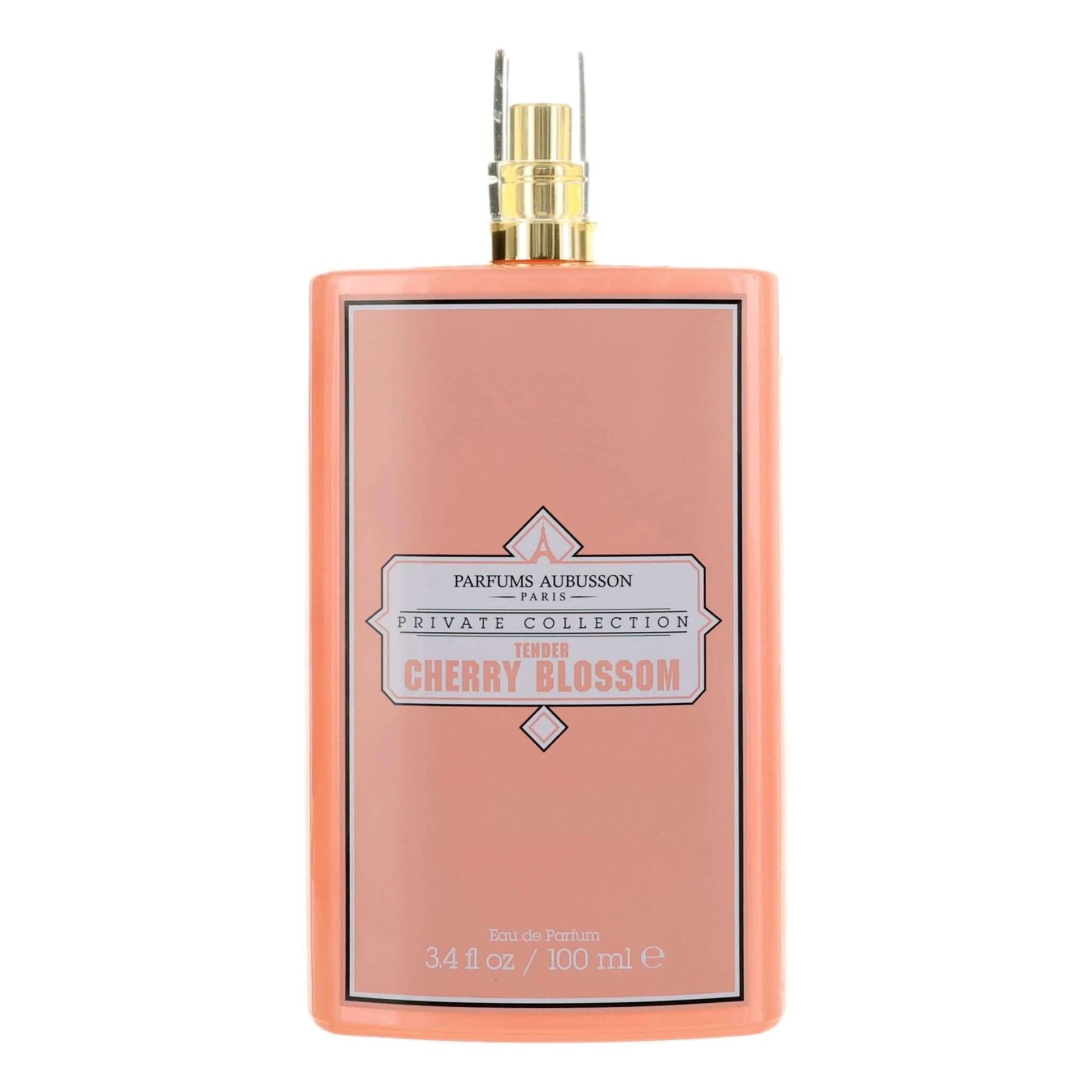 Cherry blossom EDP spray bottle with gold cap and pale pink glass