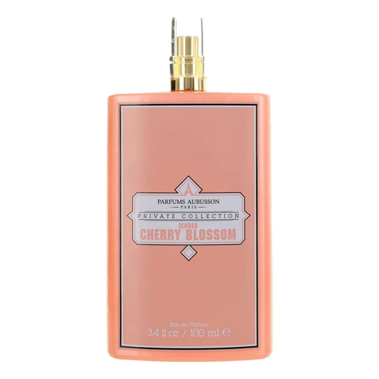 Cherry blossom EDP spray bottle with gold cap and pale pink glass