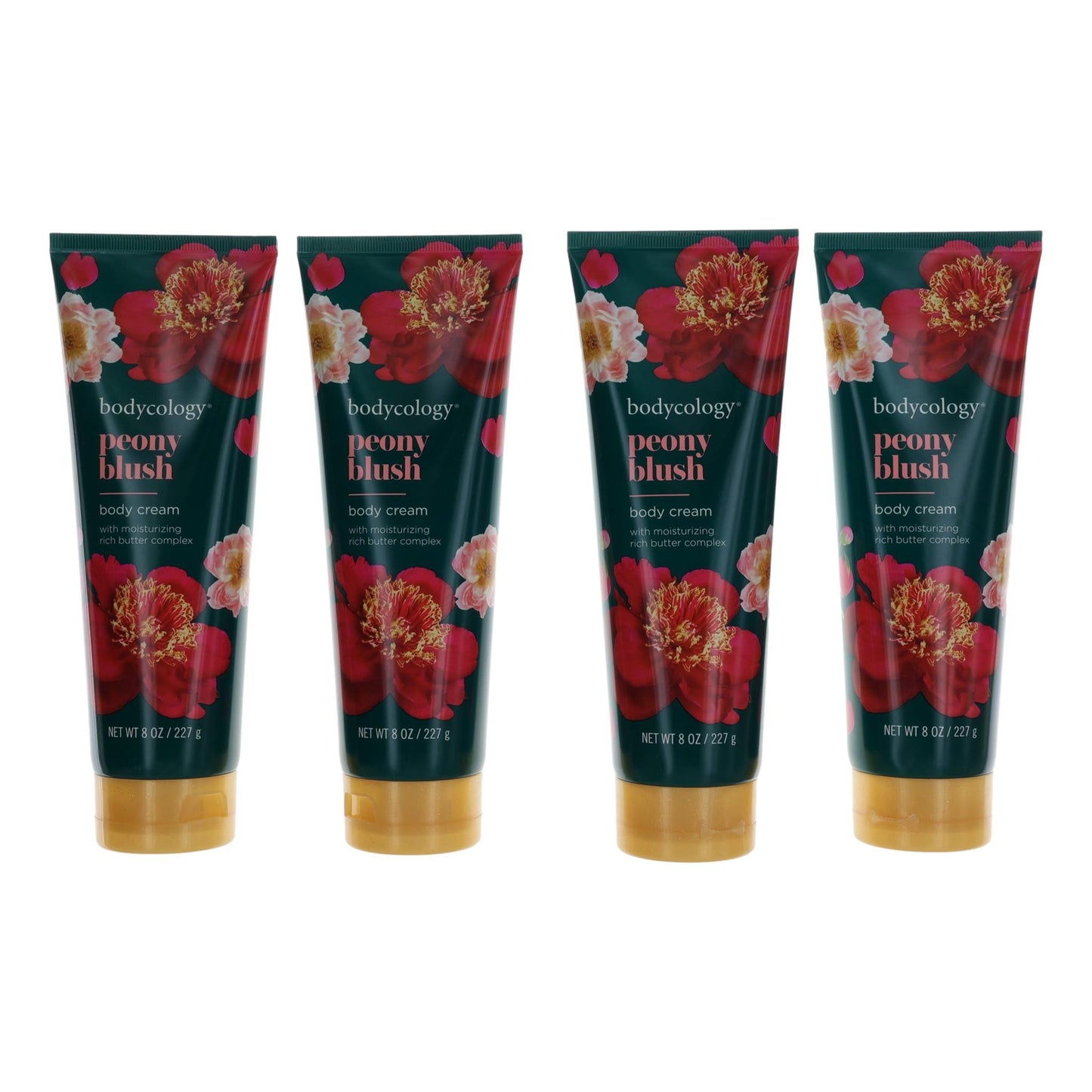 Bodycology Peony Blush moisturizing body cream tubes, 4-pack