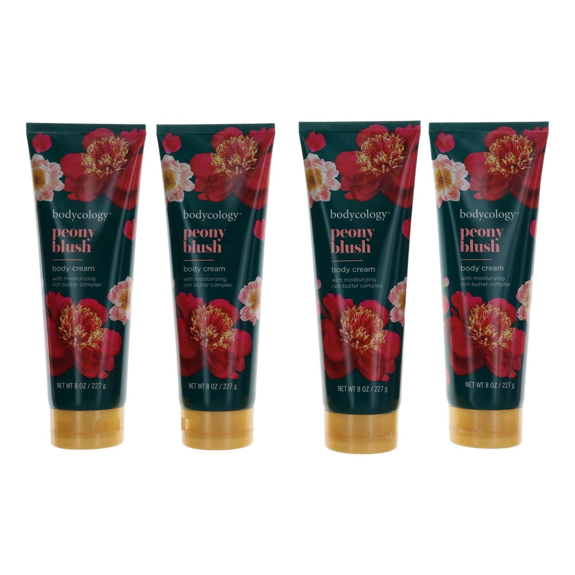 Bodycology Peony Blush moisturizing body cream tubes, 4-pack
