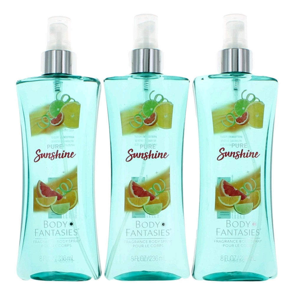Fragrance body spray 3-pack with teal bottles and spray pumps