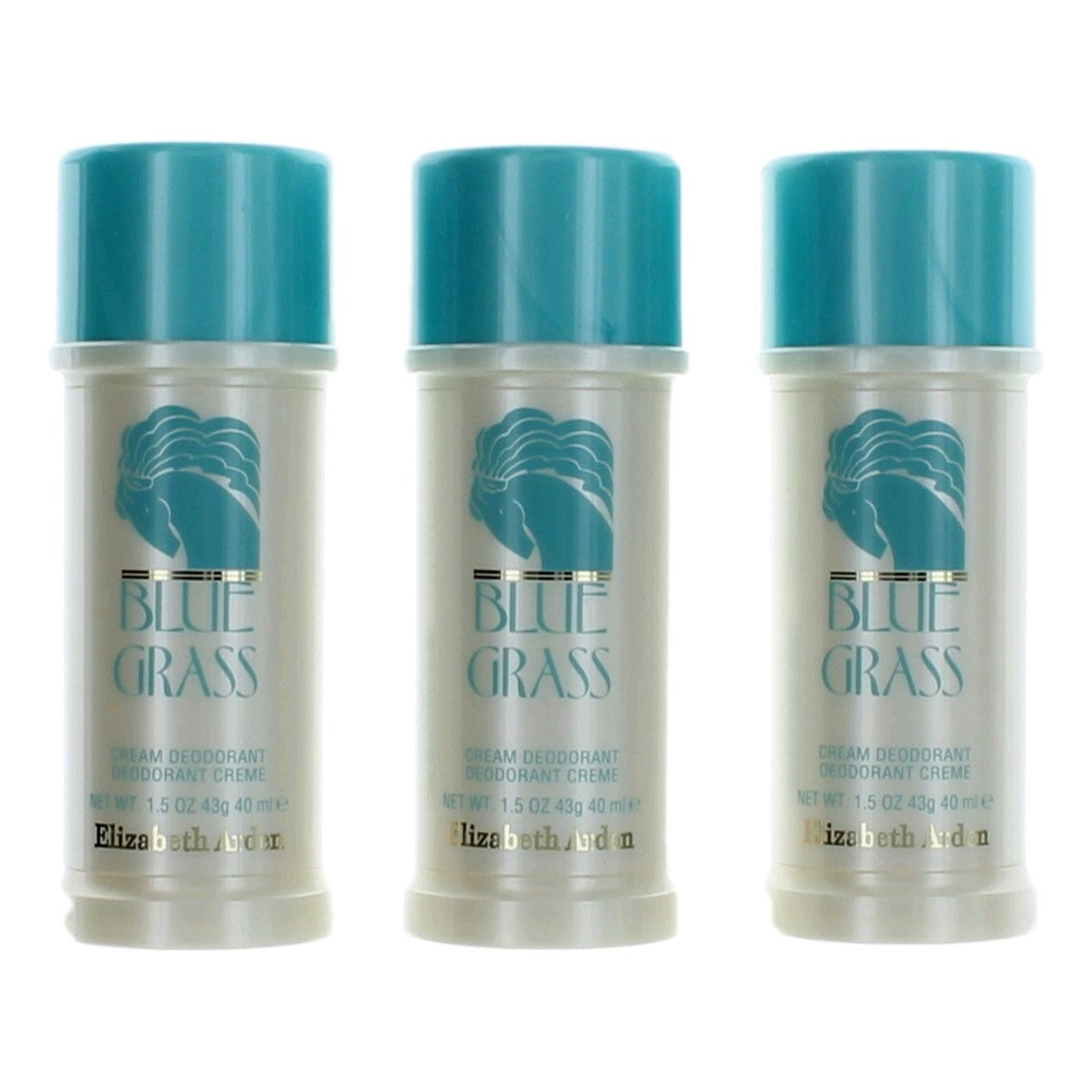 Elizabeth Arden Blue Grass women’s cream deodorant stick with teal cap, white base