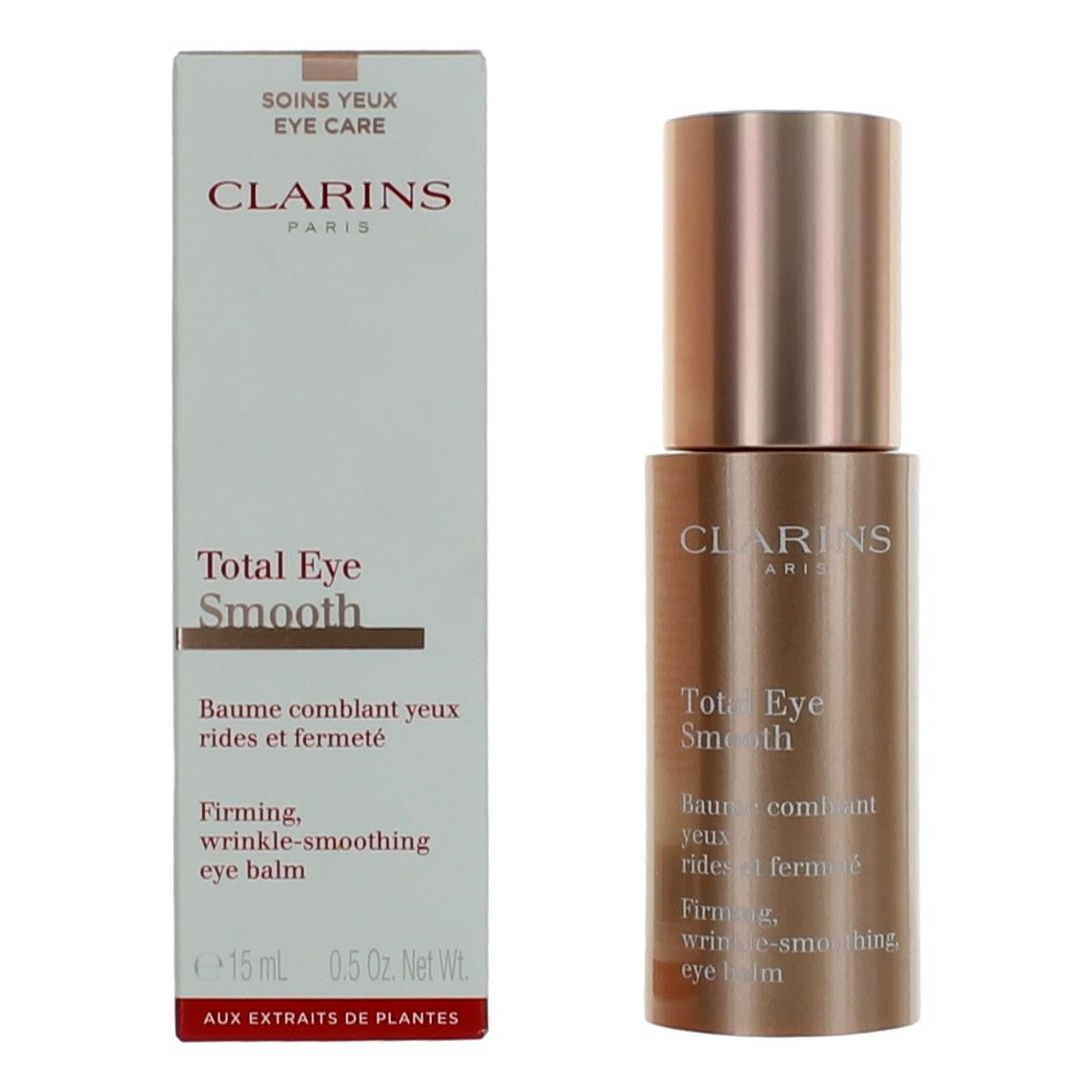 Clarins Total Eye Smooth eye balm, bronze cylindrical bottle with matching box