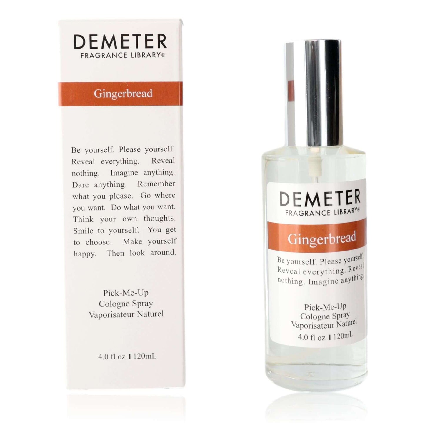 Gingerbread by Demeter, 4 oz Cologne Spray for Unisex in a clear bottle with a decorative box.