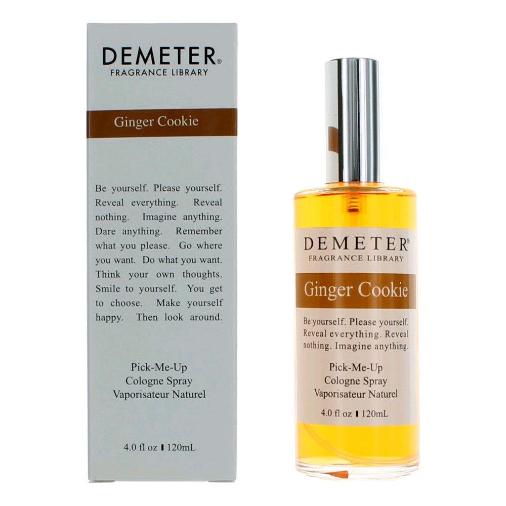 Demeter Ginger Cookie cologne spray bottle and box, amber liquid in glass vial