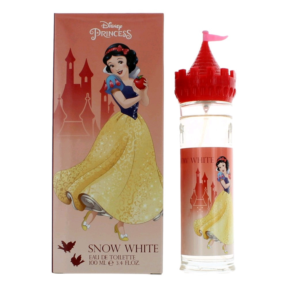 Disney Princess Snow White fragrance spray bottle with castle-themed box, red cap