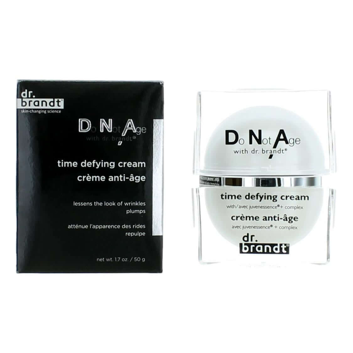 Dr. Brandt D. NoT Age time-defying cream jar and box, 1.7 oz